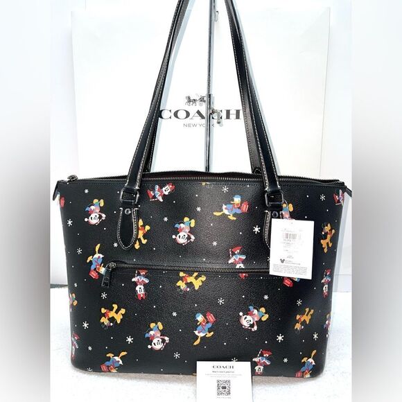 🔥🎁NWT! Coach Disney X Gallery Tote With Holiday Print Msrp:$398.00 - Picture 7 of 8